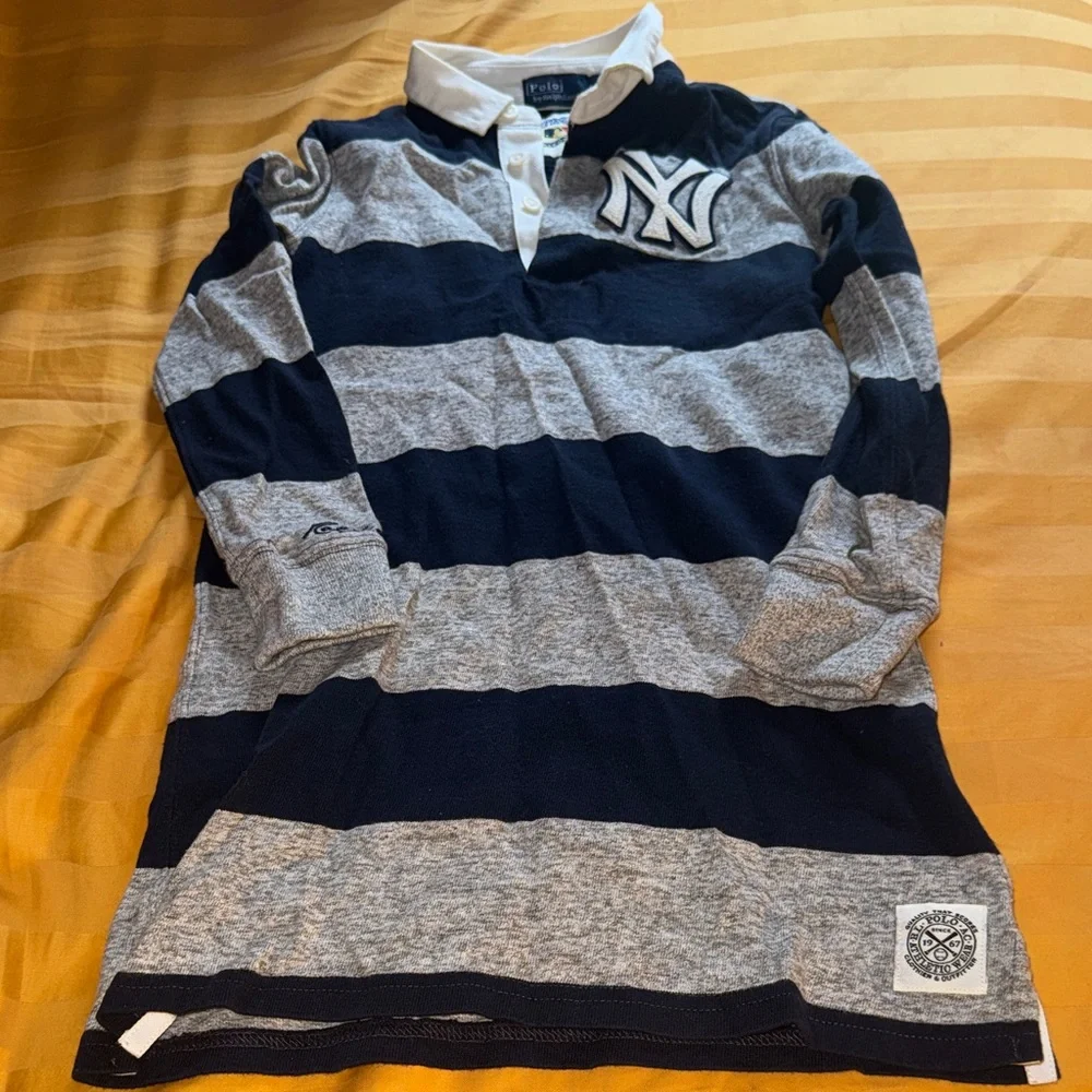 Polo by Ralph Lauren Kids Blue and Gray Striped Yankee Polo dress - Picture 2 of 5